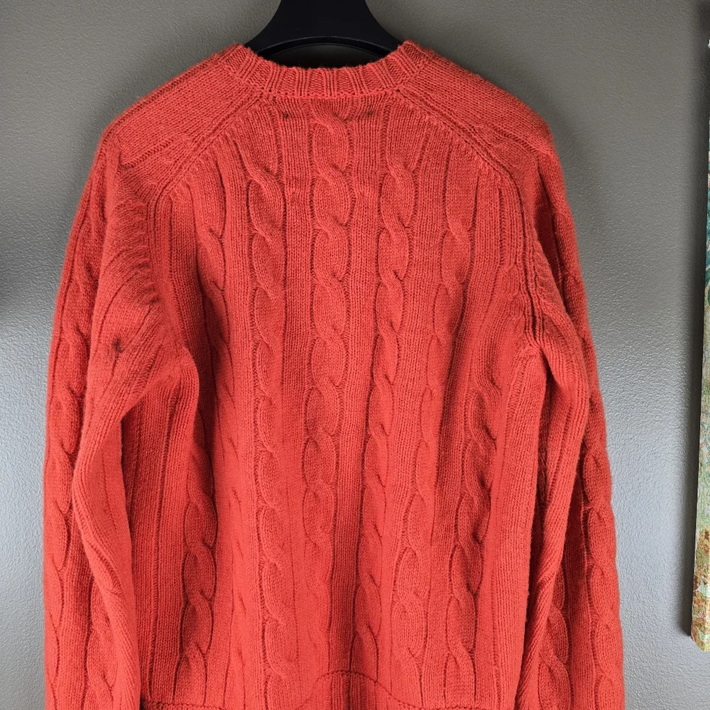Abercrombie & Fitch Wool Cashmere Orange V neck Cable knit Small